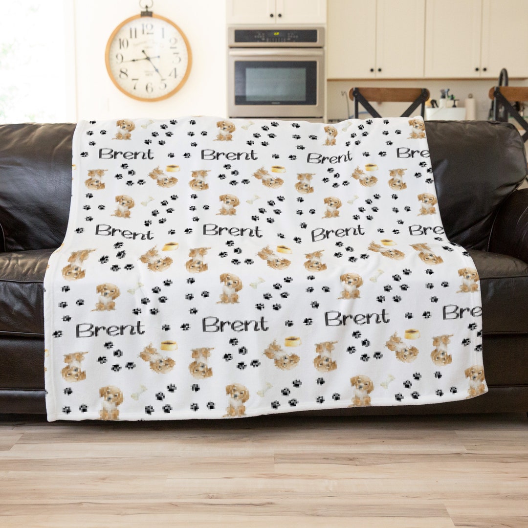 Golden Retriever Paw Pattern Print Blanket