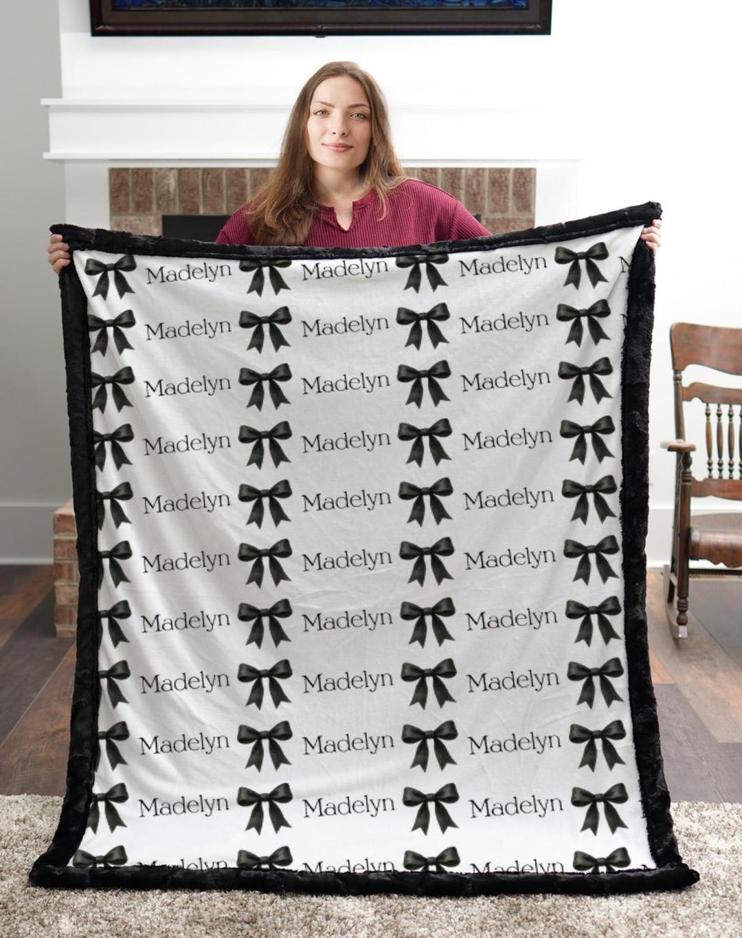 Coquette Blanket, Bow Blanket, Customizable Blanket, Personalized
