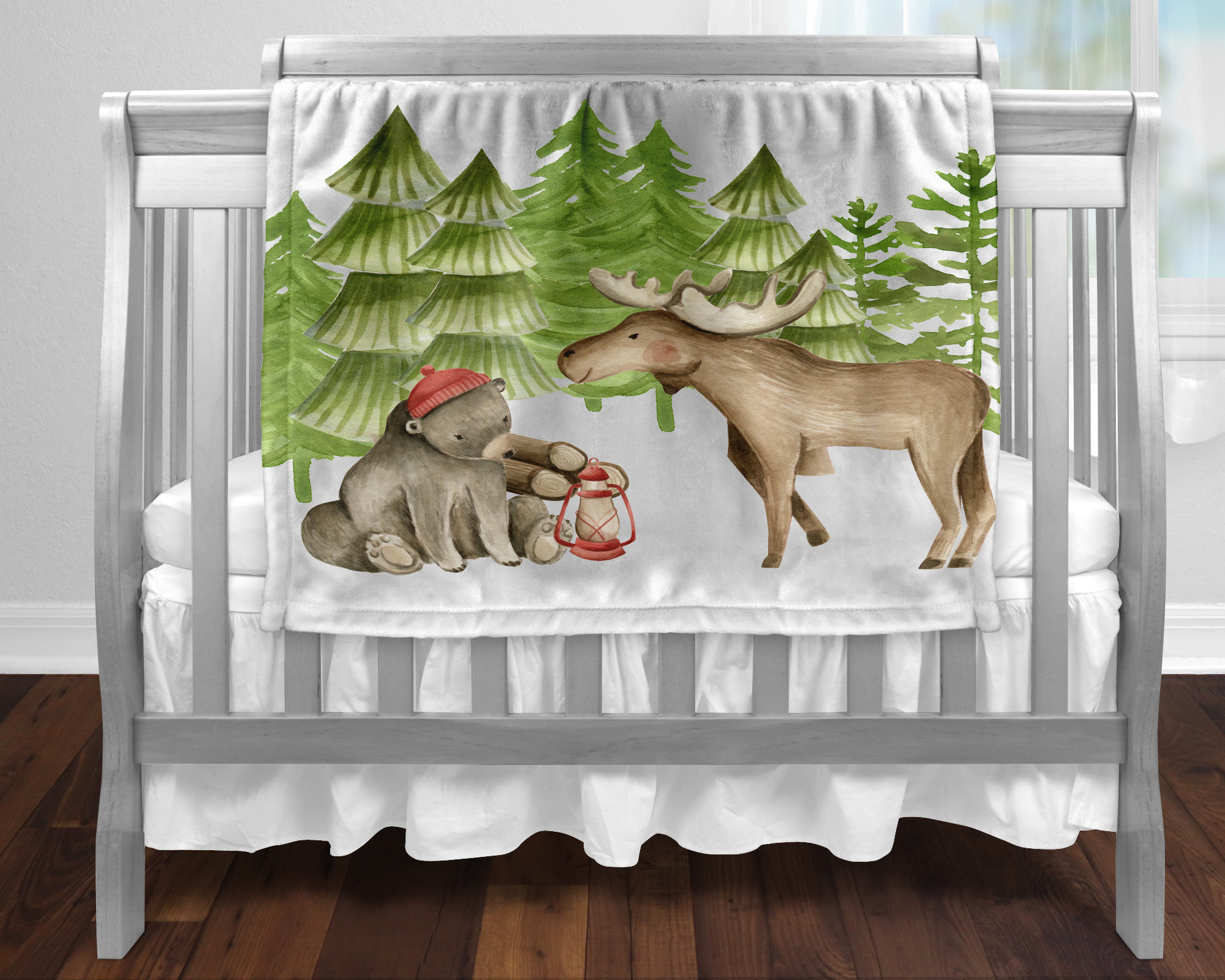 Moose Blanket Personalized Baby Blanket With Moose & Bear Etsy