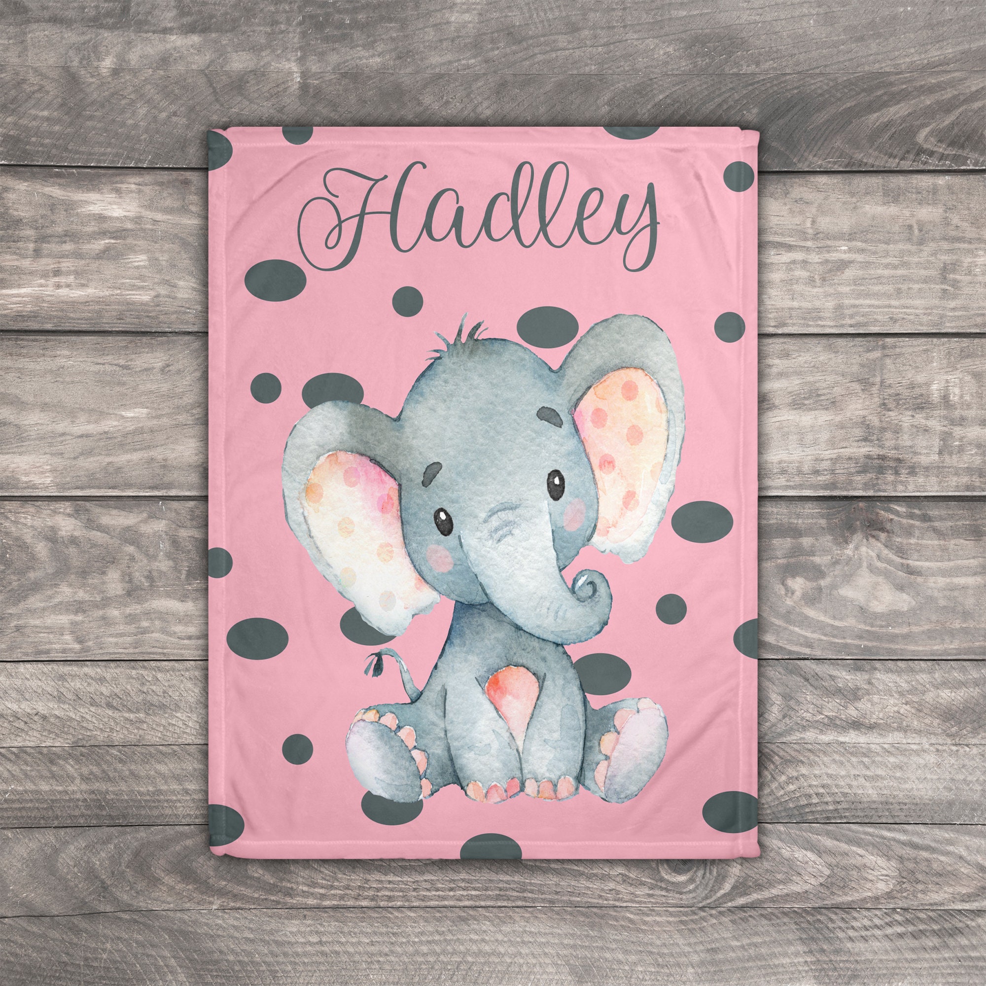 Elephant Blanket Custom Name Baby Blanket Elephant Baby Etsy