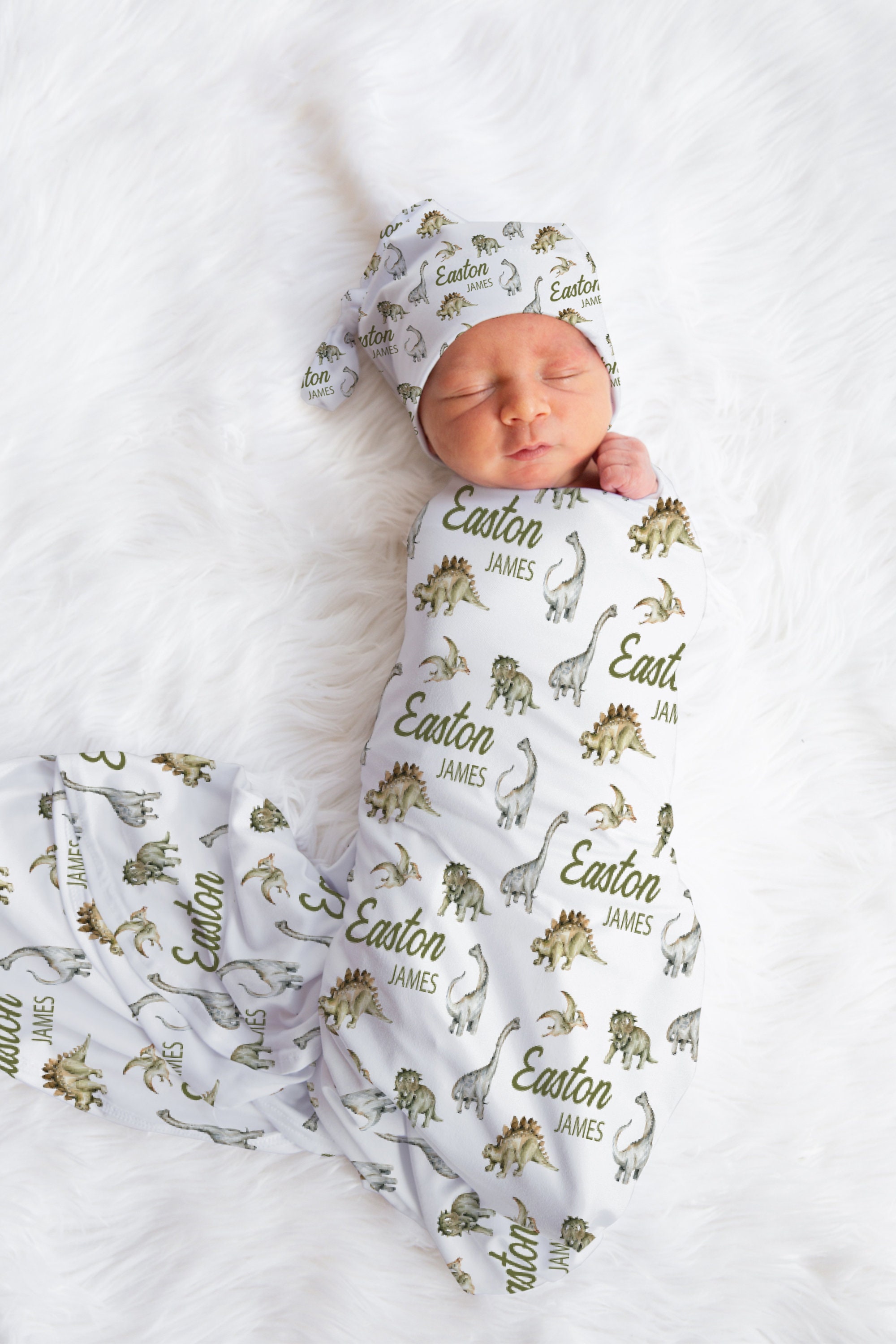 Personalized Swaddle Blanket Baby Boy Coming Home Dinosaur Etsy