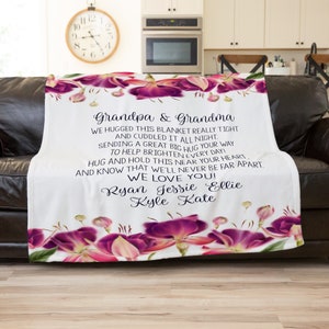 Personalized Blanket For Grandparents, Mom Blanket, Custom Mom Gift, Nana Present, Kids Name Gift, Gift From Grandkids, Customized Gift