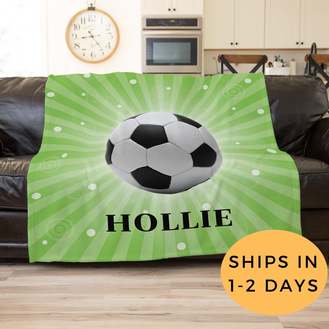 Custom Soccer Ball Blanket Personalized Soccer Throw Blanket Etsy