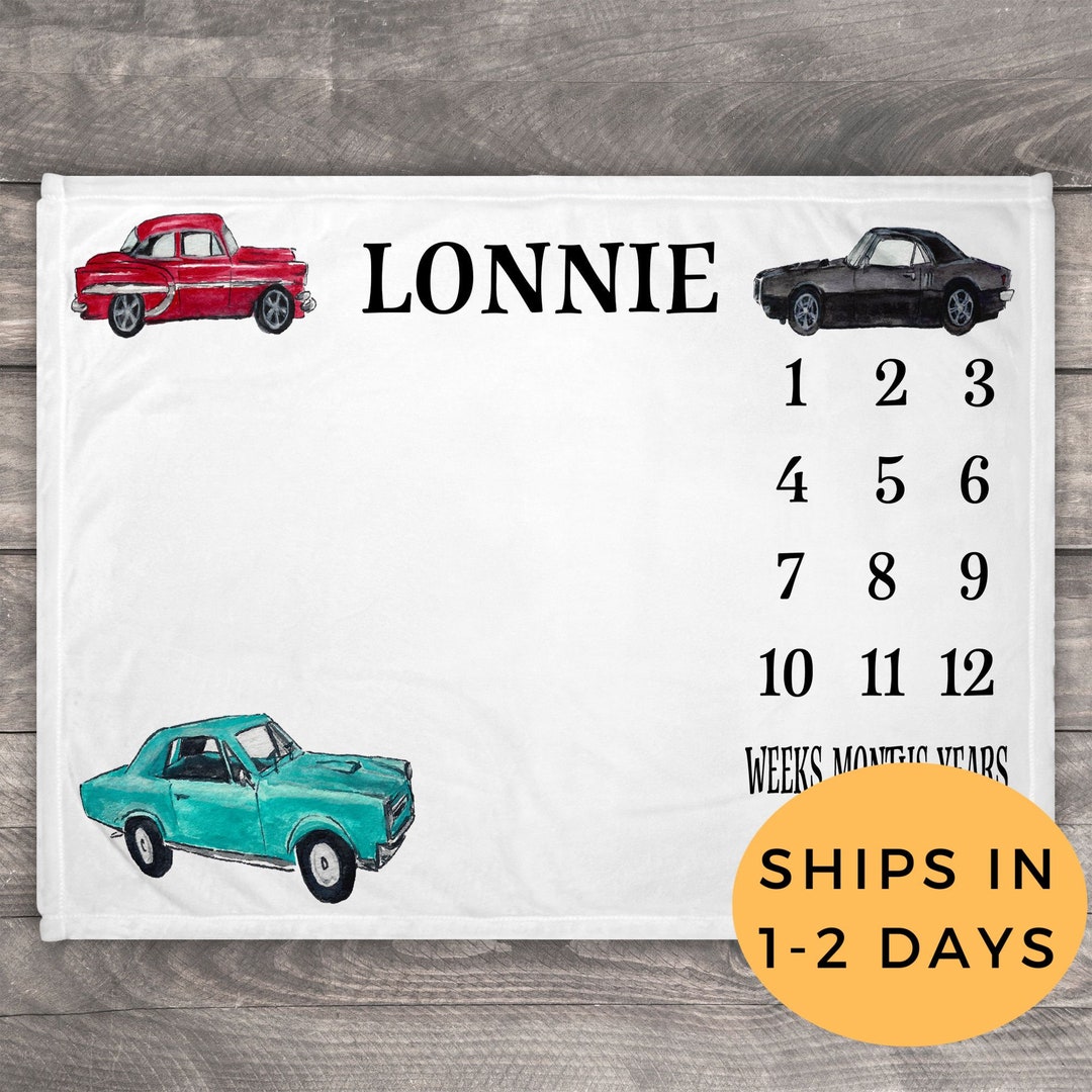 Antique Car Milestone Blanket Personalized Boy Customized - Etsy