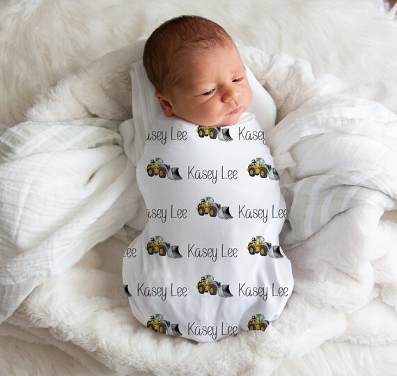 Backhoe Swaddle Blanket Construction Swaddle Blanket Personalized Custom Swaddle Blanket Construction Baby Shower Gift Nursery Newborn Etsy Canada