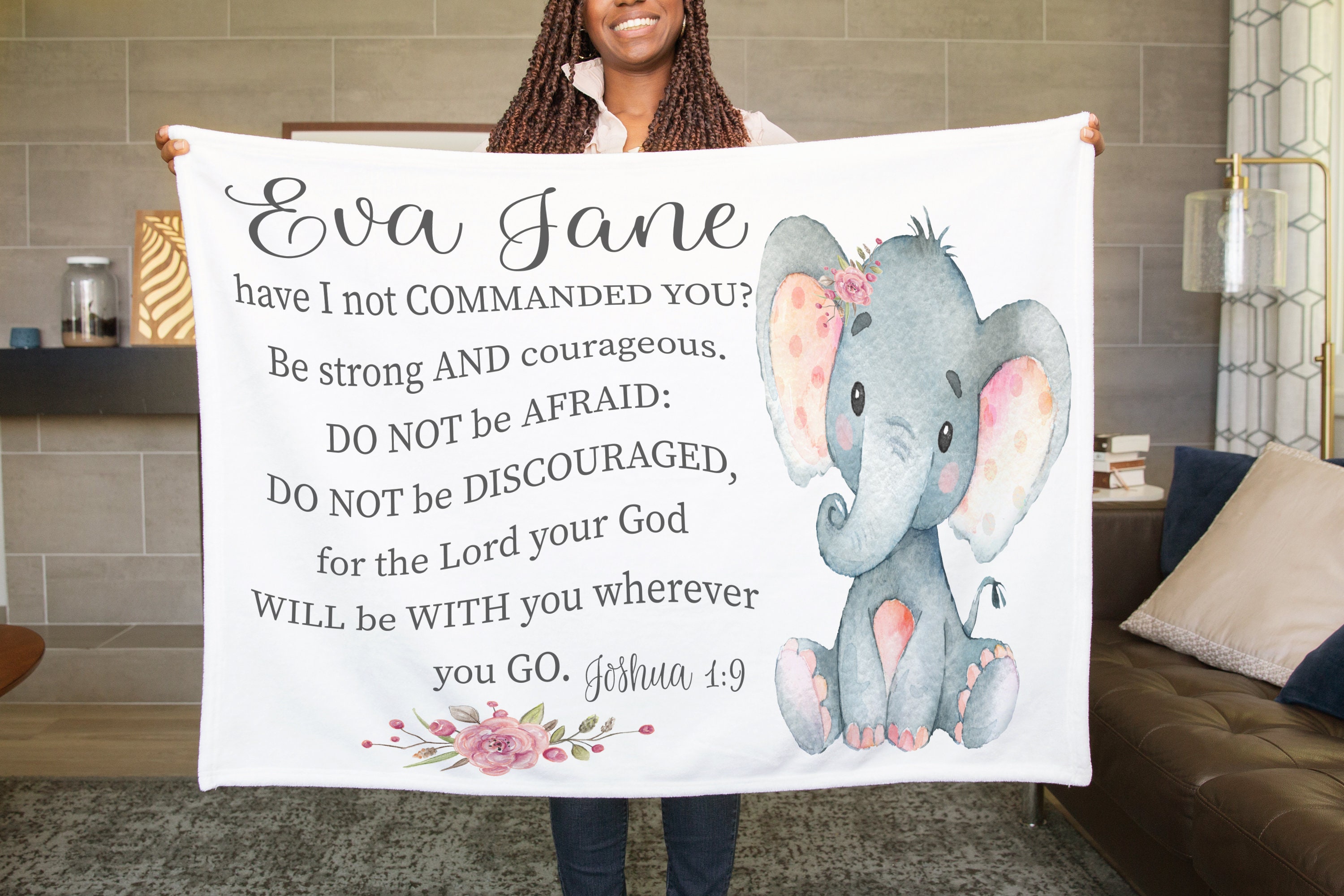 Bible Verse Baby Blanket Baptism Gift Elephant Blanket Etsy
