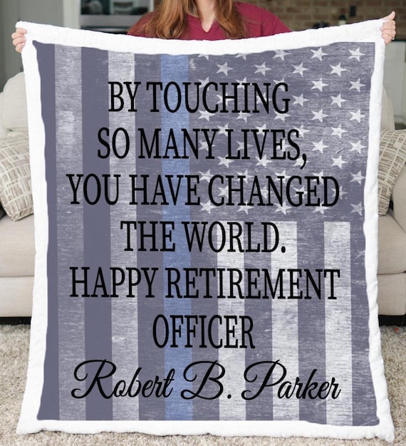 Personalized Police Officer Retirement Blanket, Eco-Friendly Ink