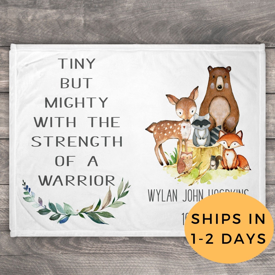 Tiny but Mighty Blanket NICU Gift Personalized Baby Blanket Etsy
