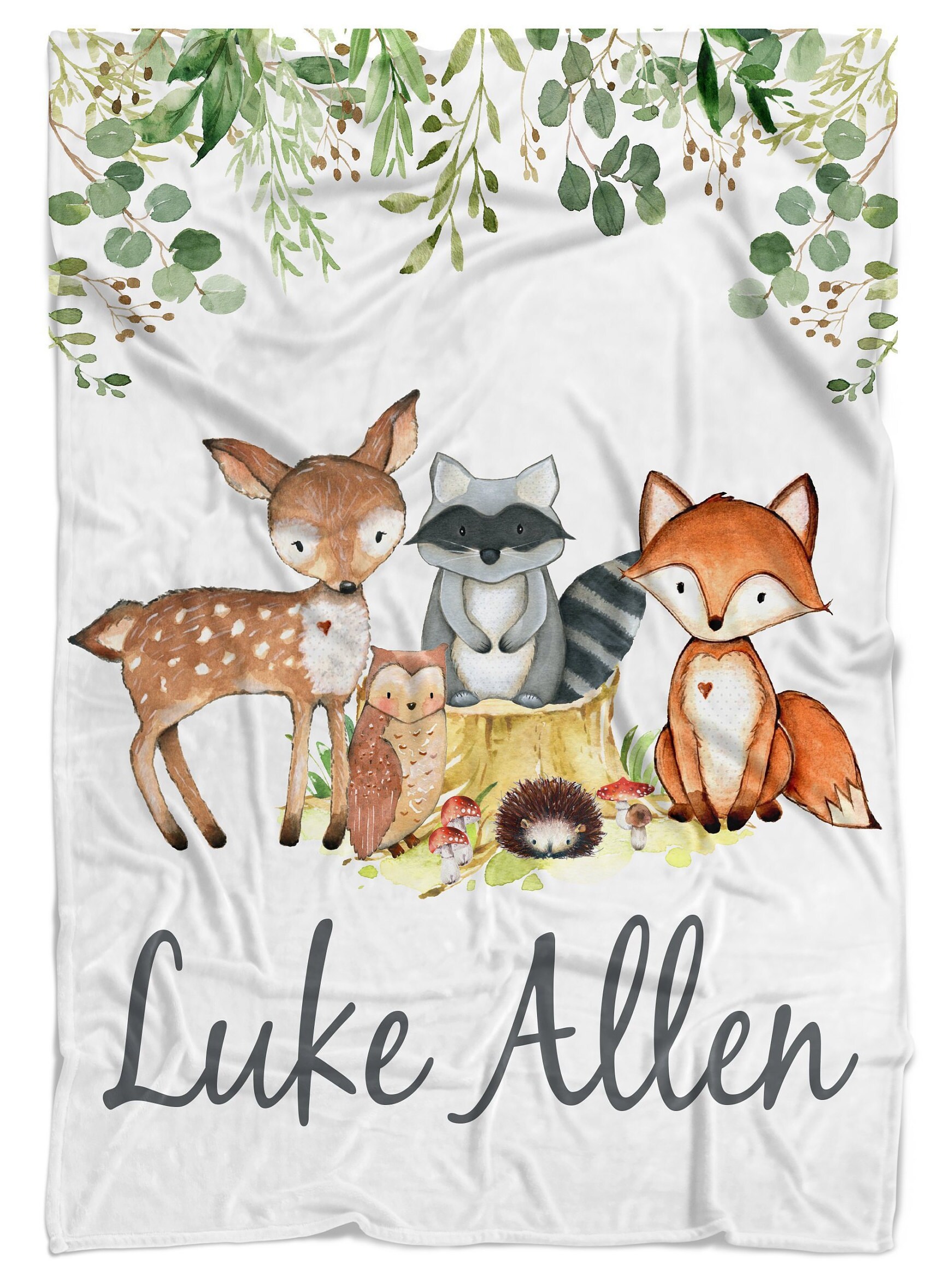 Woodland Animal Baby Blankets Personalized Baby Blanket Boy Etsy