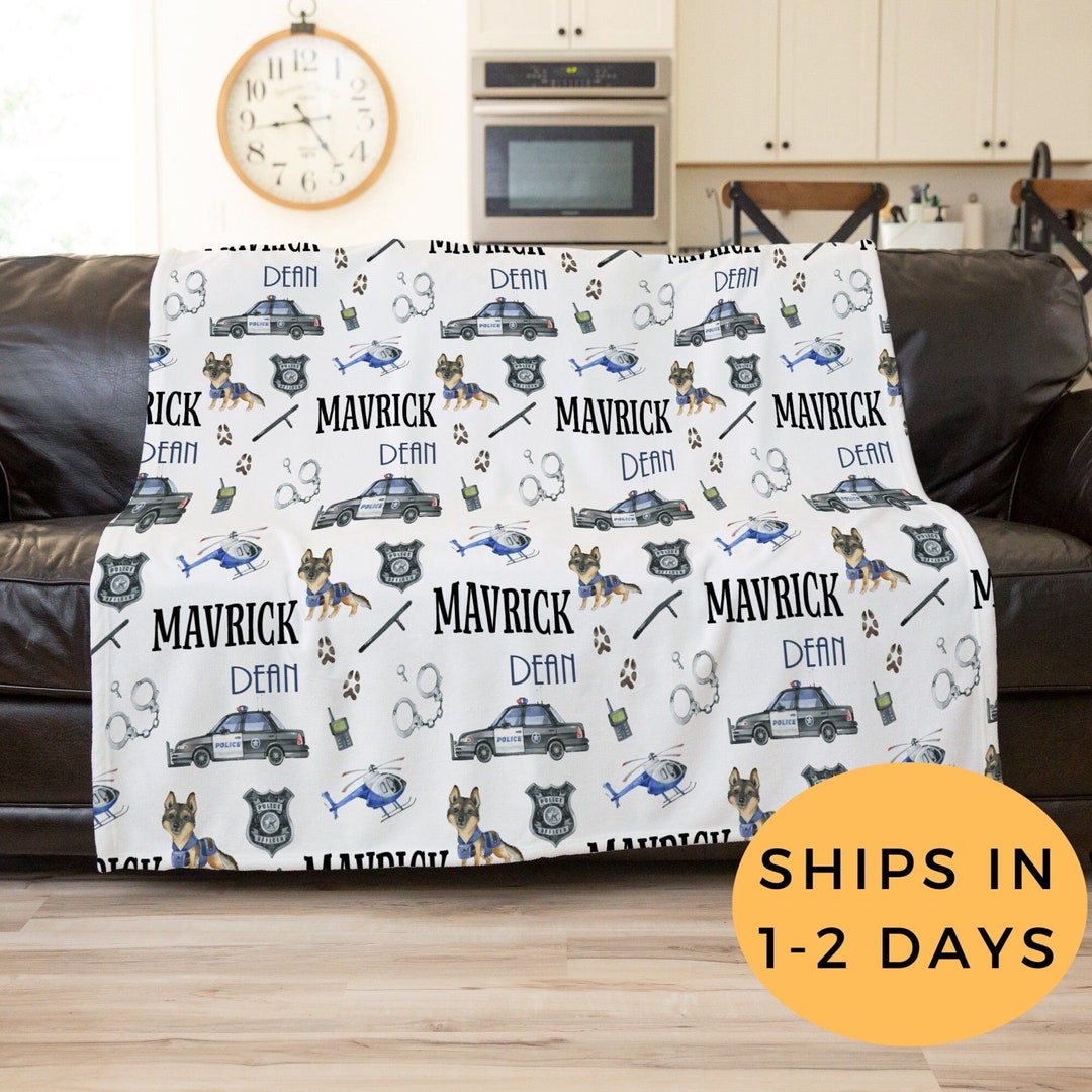 Police Blanket, Personalized Policeman Baby Blanket, Custom Cop Blanket, Police Baby Shower