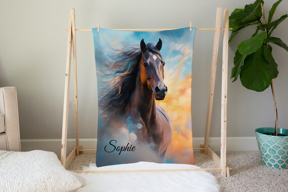 Horse Blanket Personalized Horse Throw Blanket Horse Baby Shower Gift Horse Lover Gifts Horse Keepsake Gift Cute Horse Horse Backdrop Etsy Canada