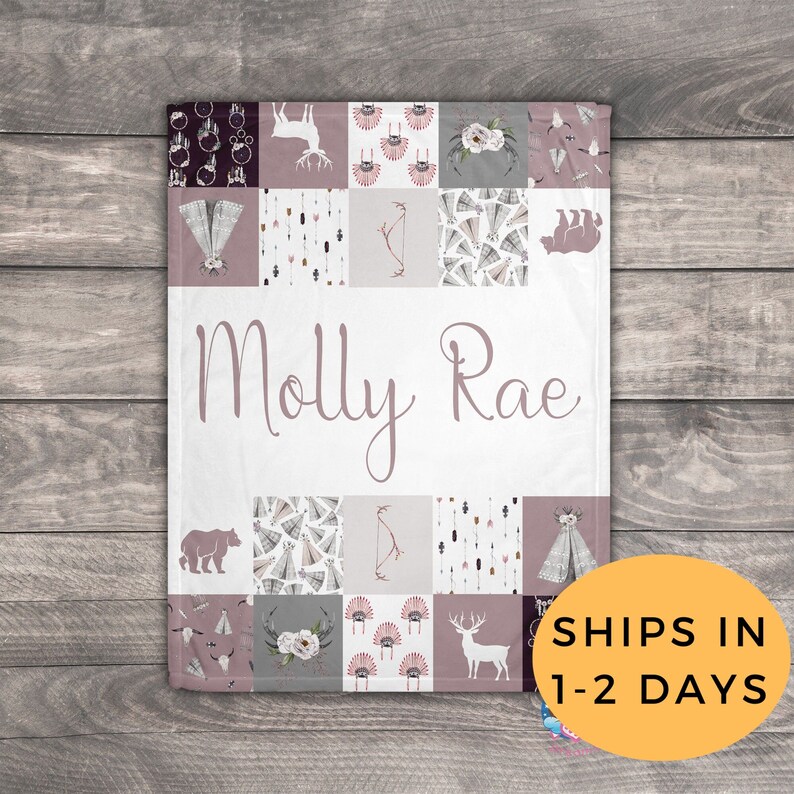 Woodland Blanket Personalized Baby Blankets Deer Baby Etsy