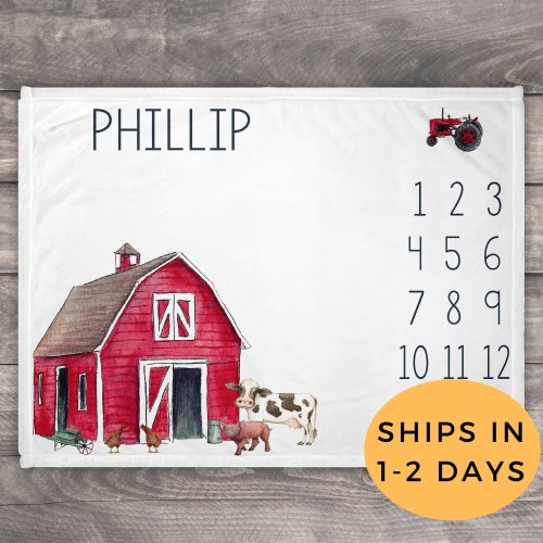 Milestone Blanket Animal Farm Baby Bedding Baby Blanket Farm Etsy
