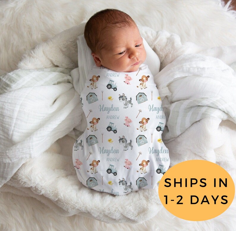 Farm Swaddle Custom Baby Swaddle Newborn Boy Swaddle Etsy