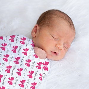 Bow Swaddle, Baby Girl Swaddle, Personalized Swaddle Blanket Girl, Custom Swaddle Blanket, Newborn Swaddle, Customized Blanket, Nursery