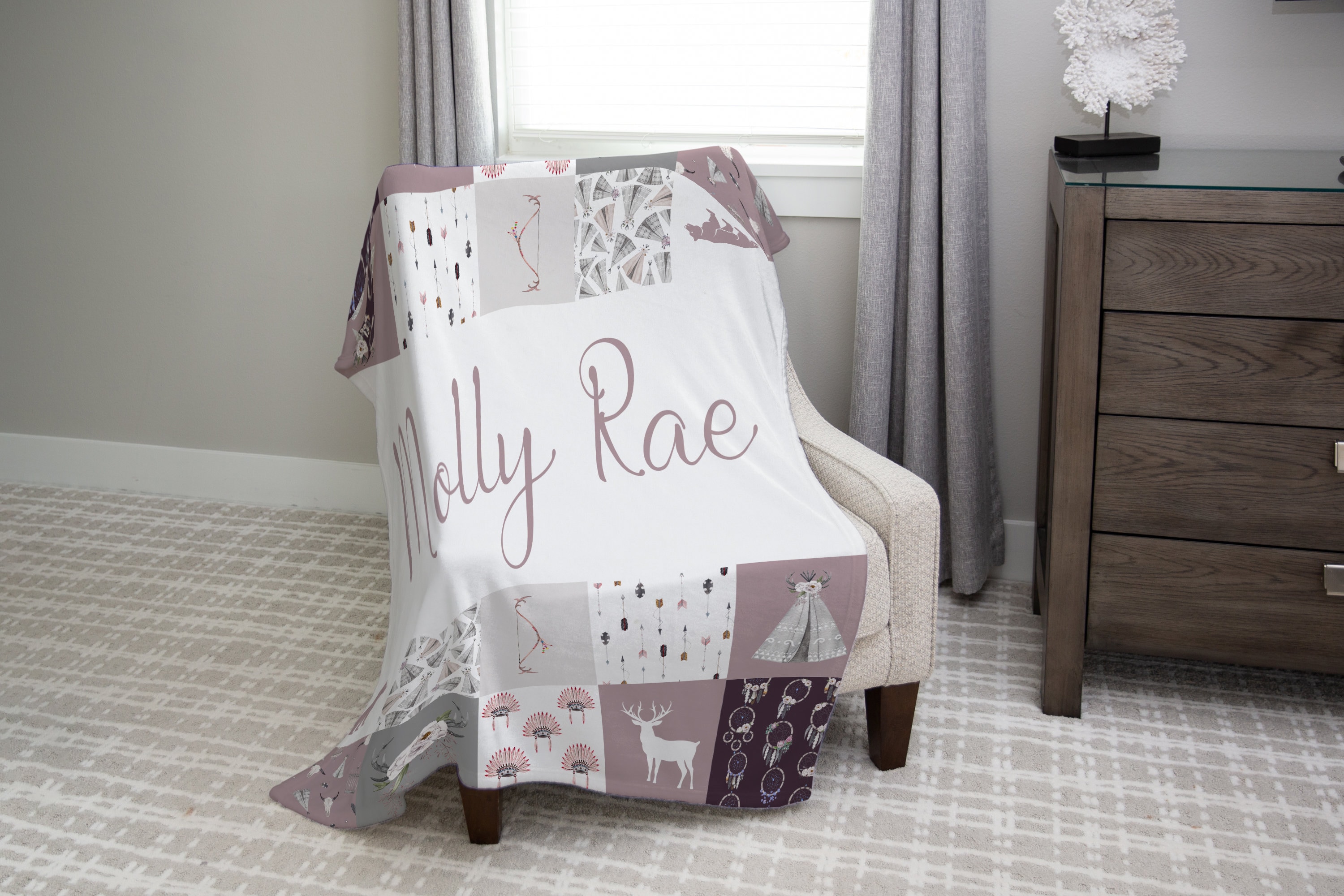 Woodland Blanket Personalized Baby Blankets Deer Baby Etsy