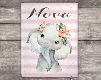 Elephant Blanket, Safari Baby Shower, Elephant Bedding, Baby Name Blanket, Custom Name Blanket, Personalized Baby Blanket, Baby Shower Gift