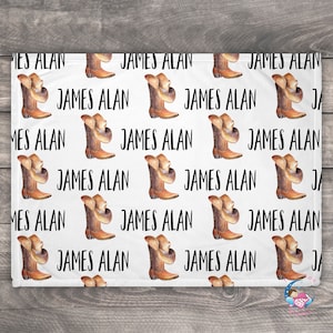 Western Baby Blanket - Farm Blanket - Personalized Baby Blankets - Custom Baby Blanket - Name Swaddle Blanket - Toddler Bedding - Cowboy