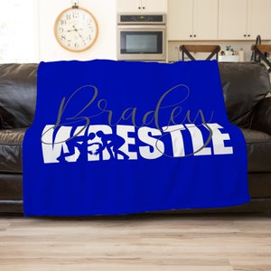 Personalized Wrestling Throw Blanket, Sport Fan Gift, Man Cave Decor