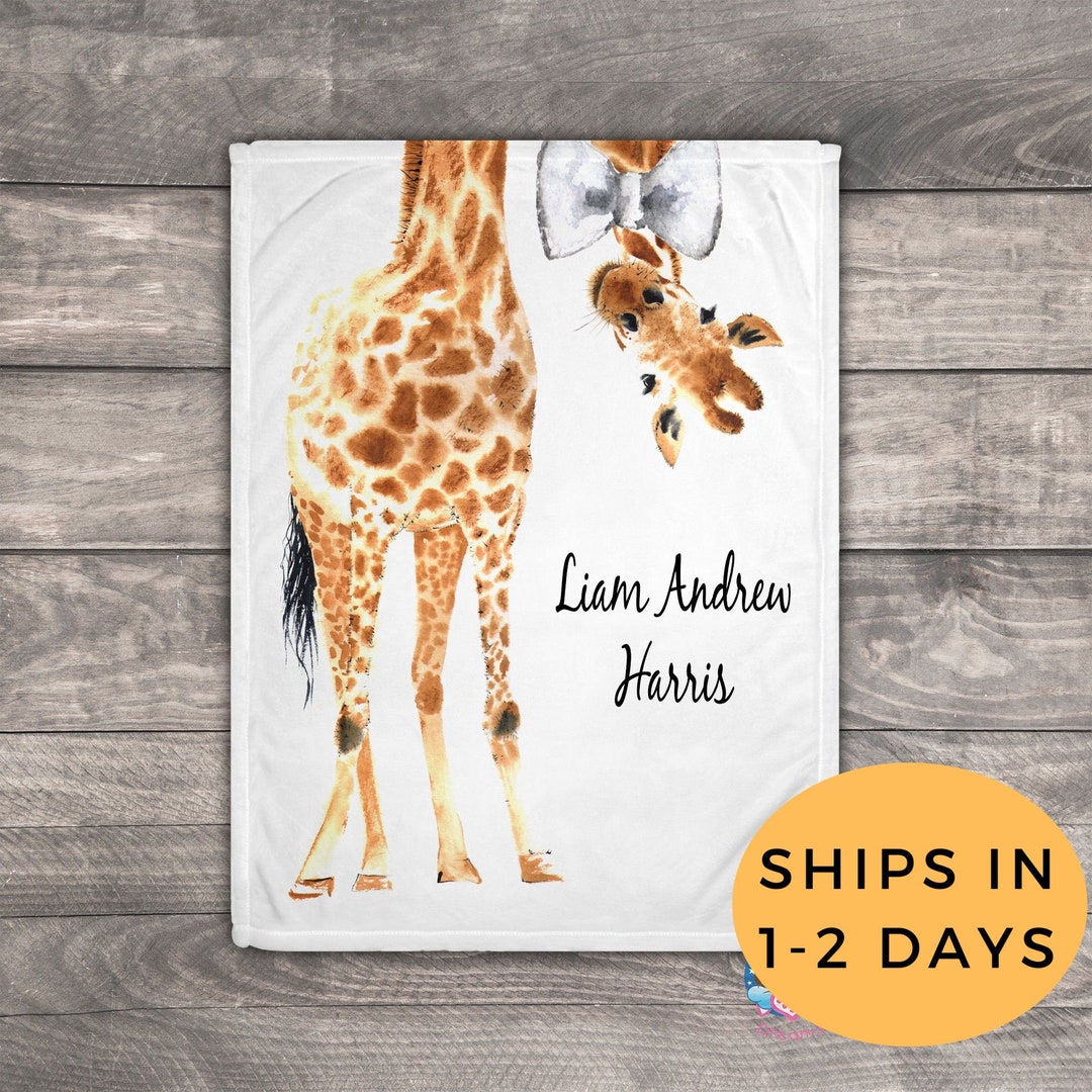 Giraffe Baby Gift Personalized Baby Blanket Safari Baby Etsy