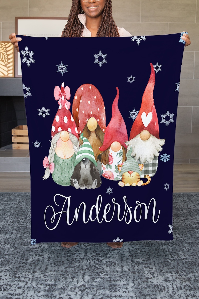 Gnome Christmas Blanket Personalized Adult Boho Throw Etsy