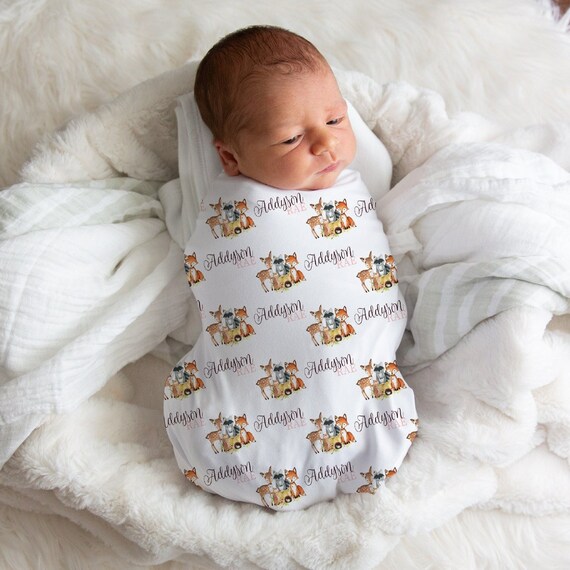 Woodland Swaddle Personalized Newborn Swaddle Boho Woodland