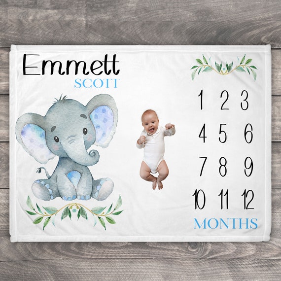 Elephant Milestone Blanket Monthly Milestone Blanket Baby Months Milestone Elephant Nursery Elephant Baby Shower Gift Growth Chart Etsy Canada