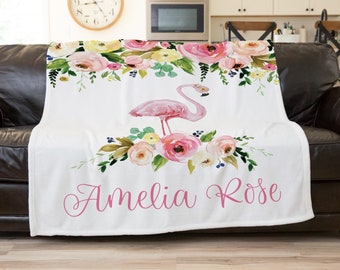 Flamingo Blanket Adult, Personalized Baby Blanket Girl, Flamingo Bachelorette Party, Customized Blanket, Flamingo Decor, Flamingo Nursery