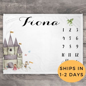 Princess Blanket - Newborn Milestone Blanket - Baby Month Blanket - Personalized Baby Name Blanket - Growth Blanket - Custom Baby Blanket