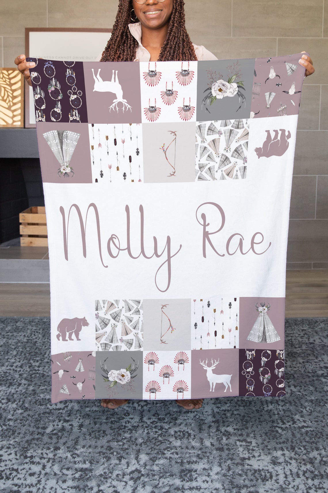 Woodland Blanket Personalized Baby Blankets Deer Baby Etsy