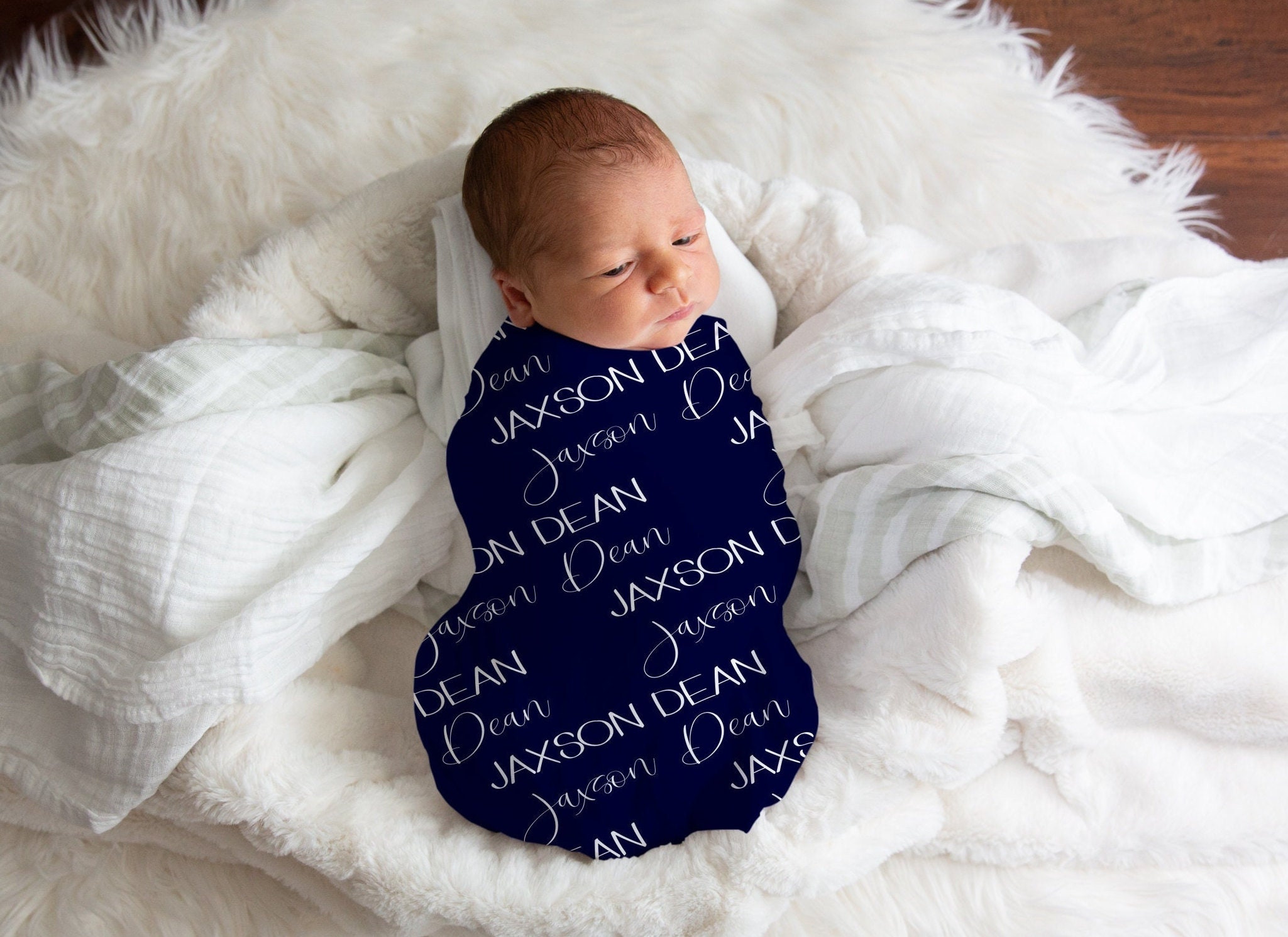 Navy Swaddle Blanket Etsy