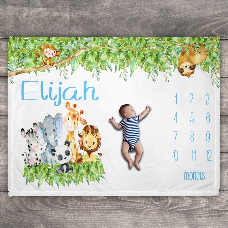 Safari Milestone Blanket Personalized Milestone Blanket Etsy