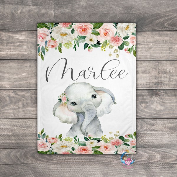 Elephant Gifts, Custom Baby Blanket, Sale! Baby Girl Blanket Personalize, Name Blanket For Baby Girl, Elephant Baby Shower Decorations