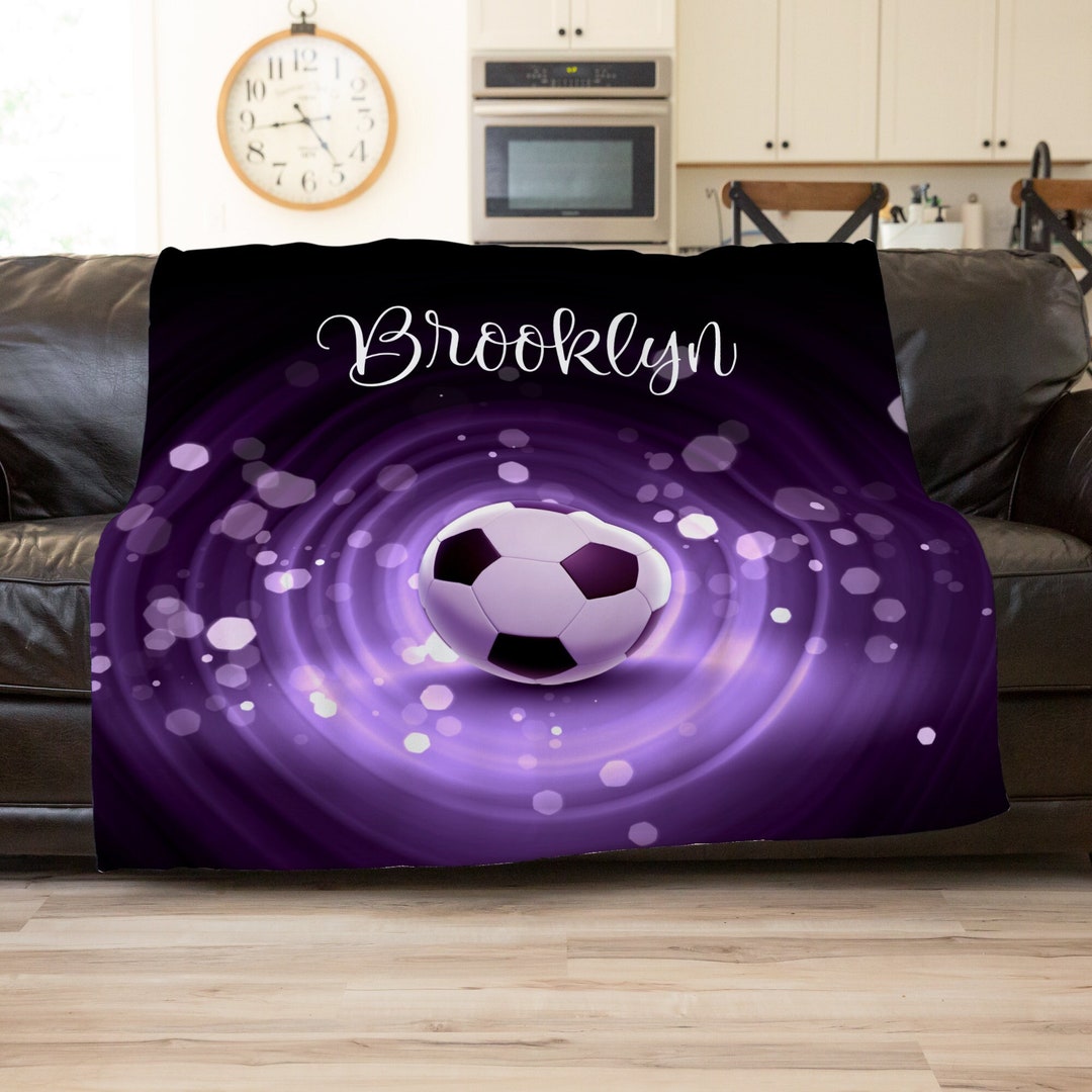 Personalized Soccer Ball Blanket, Girls Soccer Gifts, Custom Soccer