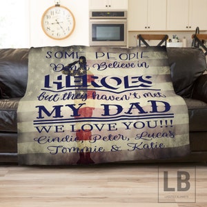 First Fathers Day Gift, Deployed Dad Gift, Gift For Navy Soldier, GiftvFor Army, Name Blanket,Father&#39;s Day Gift From Kids Personalized Gifts