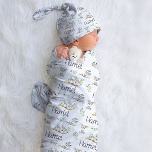 Koala Bear Swaddle Blanket, Newborn Swaddle, Custom Swaddle Blanket, Swaddle Blanket Personalized, Koala Themed Baby Shower Gift, Nursery