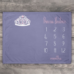Princess Blanket, Milestone Blanket, Personalized Baby Shower Girl, Photo Blanket, Princess Baby Shower, Princess Nursery Decor
