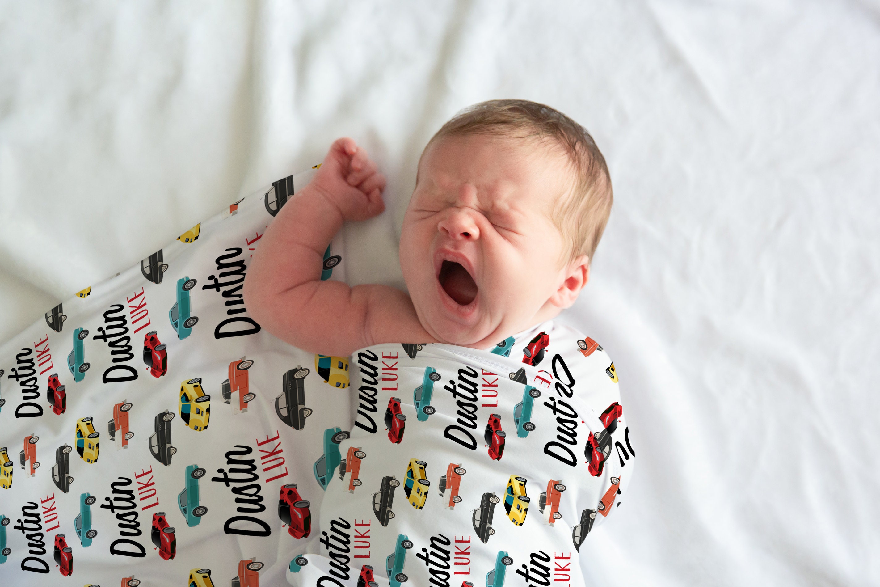 Car Swaddle Baby Boy Swaddle Personalized Swaddle Blanket Etsy
