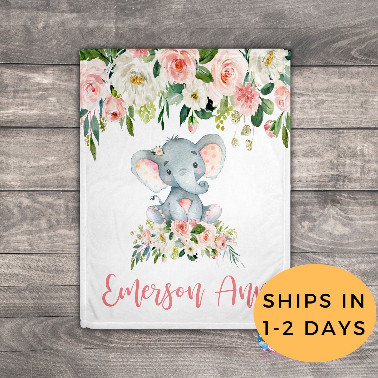 Personalized Baby Blanket Girl Elephant Blanket Baby Name Etsy