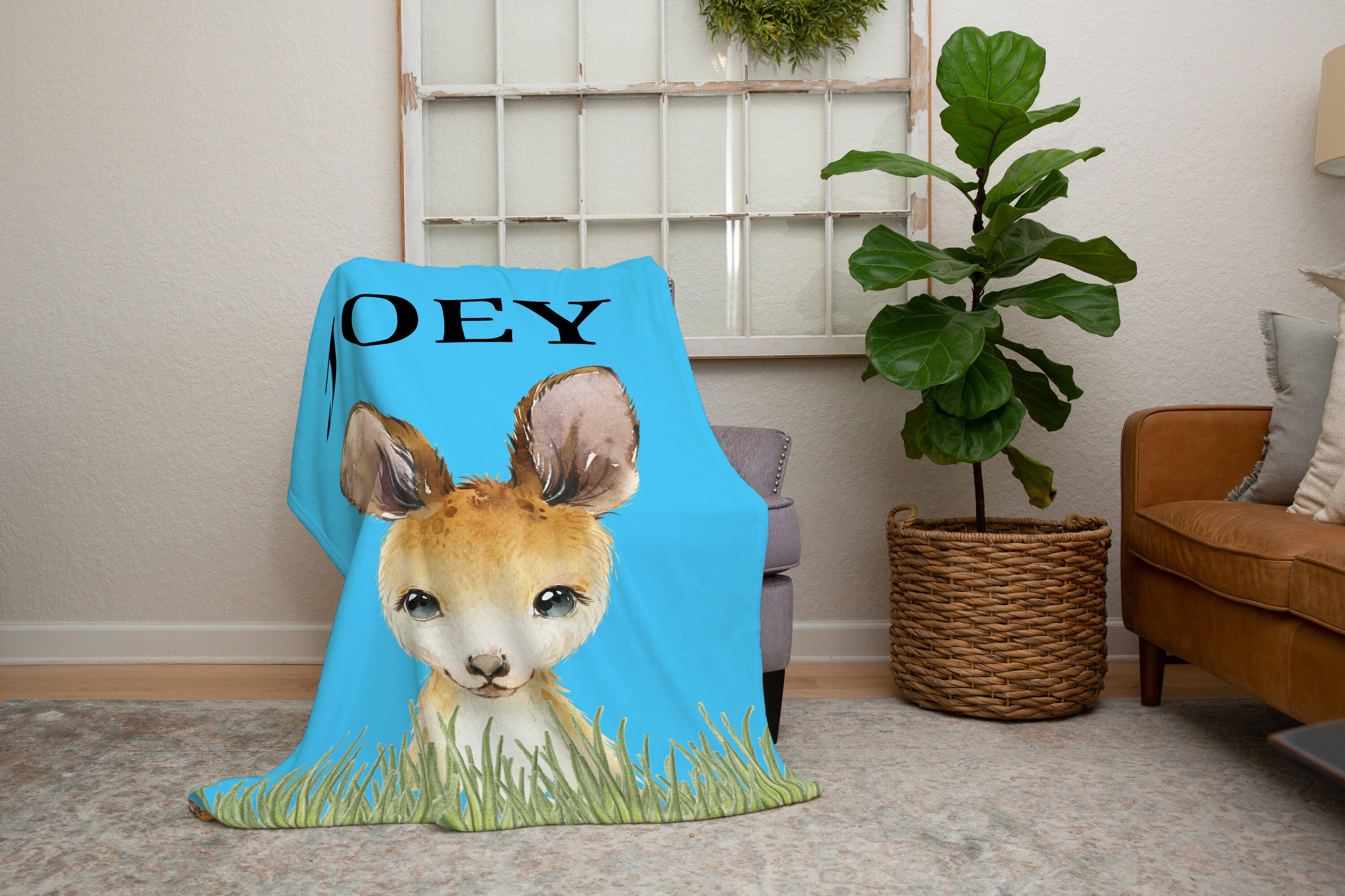 Kangaroo Blanket Personalized Baby Blanket Boy Custom Name Etsy