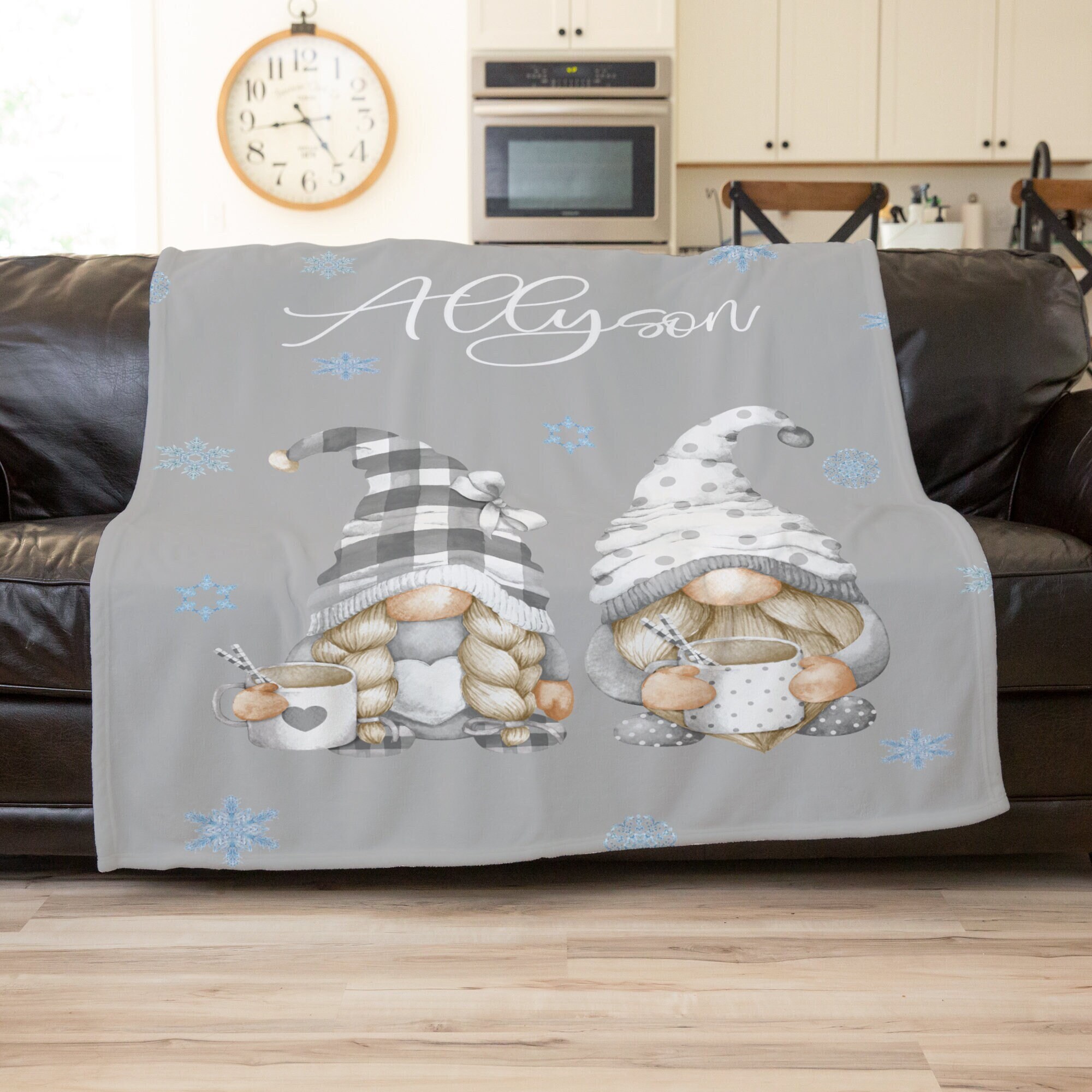 Gnome Blanket Christmas Blanket Christmas Movie Watching Blanket Personalized Christmas Gift for Friend Coffee Lover Gift custom Blanket Etsy