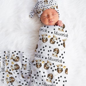 Beagle Swaddle Blanket Personalized, Custom Dog Swaddle Blanket, Dog Name Swaddle Blanket, Dog Nursery Decor, Puppy Baby Shower Gift