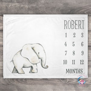 Elephant Blanket - Personalized Baby Blanket - Newborn Milestone Blanket - Newborn Photo Prop - Elephant Baby Milestone Blanket
