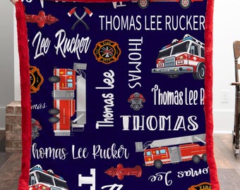 Fire Truck, FireTruck Baby Blanket, Firefighter Gift For Him, Firemen Blanket, Firefighter Gift, FireFighter Wife Gift,Volunteer Firefighter