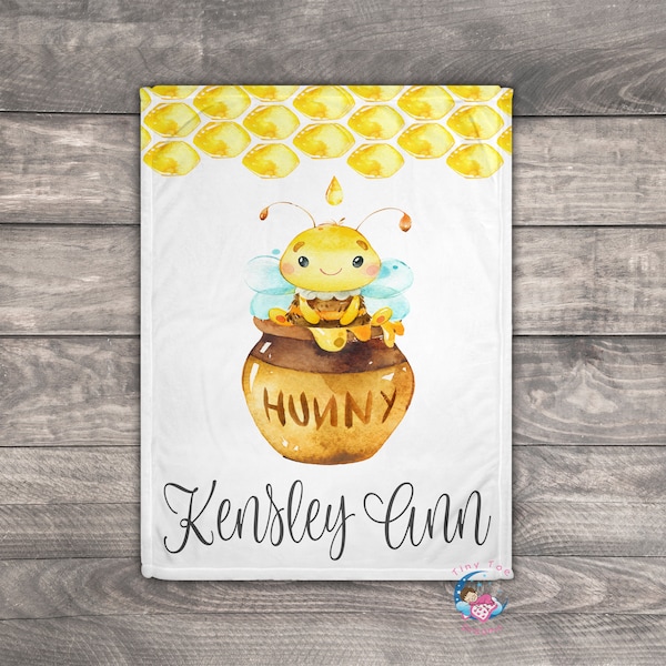 Bumble Bee, Bee Baby Blanket, Custom Baby Blanket Girl, Toddler Bedding Girl, Personalized On Sale, Receiving Blanket, Babyshower Gifts