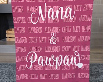 Grandparents Blanket, Nana Blanket, Personalized Blanket For Grandma, Mom Blanket, Mothers Day Blanket, Kids Name Blanket, Nana And Papa