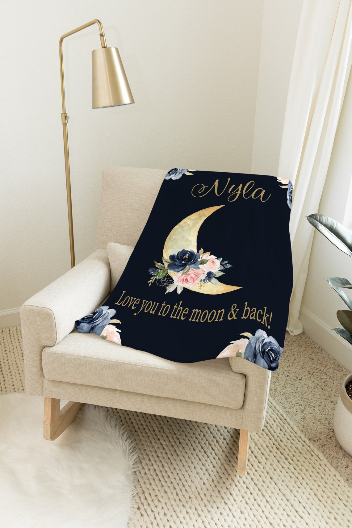 Love You To The Moon And Back Moon Throw Blanket Moon Baby Etsy