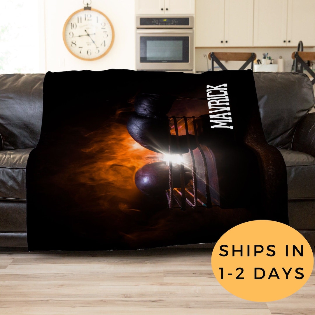 Boxing Blanket, Boxing Coach Gift, Boxing Gifts for Men, Mancave Decor