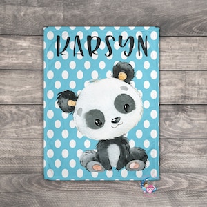 Panda Blanket, Panda Bear, Throw Blanket Personalized, Customized Blanket, Security Blanket Animal, Stroller Blanket
