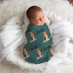Dog Swaddle, Girl And Boy Swaddle, Custom Baby Swaddle, Personalized Swaddle Blanket, Dog Lover Gift, Bassett Hound Baby Shower Gift